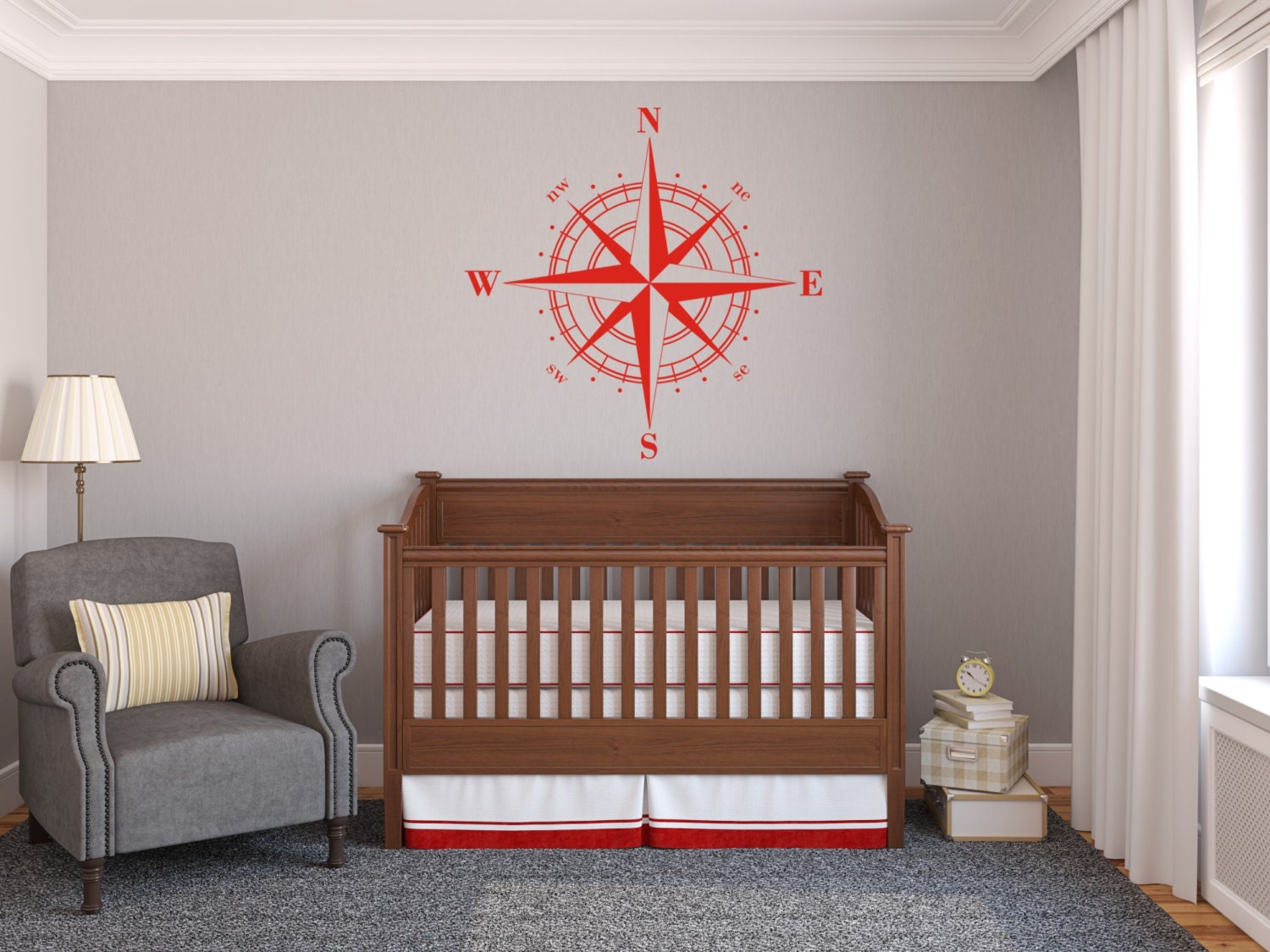 Compass Rose Nautical Vinyl Wall Decal Baby Nursery Decals