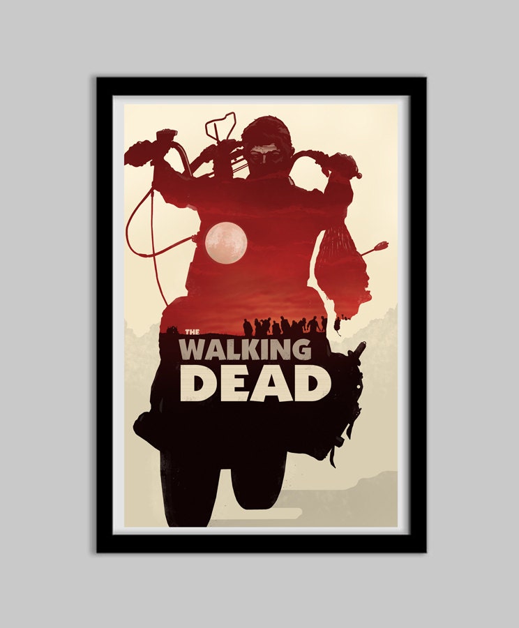 The Walking Dead - Daryl Dixon - Red and Orange Version- the walking dead, daryl dixon, poster, art, zombie, horror, slurpee