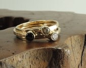 Diamond 14k Gold Ring, Diamond Engagement Ring, Diamond Stacking Ring, Simple Diamond Ring, 3mm Diamond, Eco Friendly
