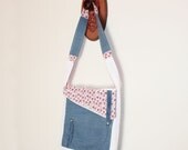 Floral Messenger Bag Upcycled Handmade Unique Purse Vintage Cotton Denim