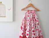 Toddler Girls Summer Dress-Vibrant Candy pink red white floral spring beach baby infant sundress-Handmade Children Clothing by Chasing Mini