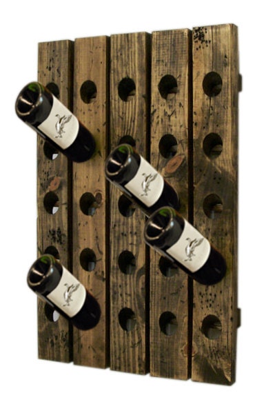 Wine Rack Distressed Wood Antique Style