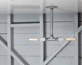 Industrial Lighting - Drop Pendant Pipe Light - Double Bare Bulb Lamp