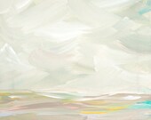 Original Acrylic Abstract Landscape Painting 11x14 Pastel Pink Green Cream Painting Stretched Canvas