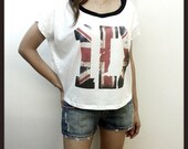 One Direction 1D Vintage UK Text Logo Sign Symbol Women Short Sleeve Tshirt T Shirt (Size F - Fit All)