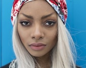 Black and White Stripe Stripy Floral Fabric Hair Turban Headband Turband Headband