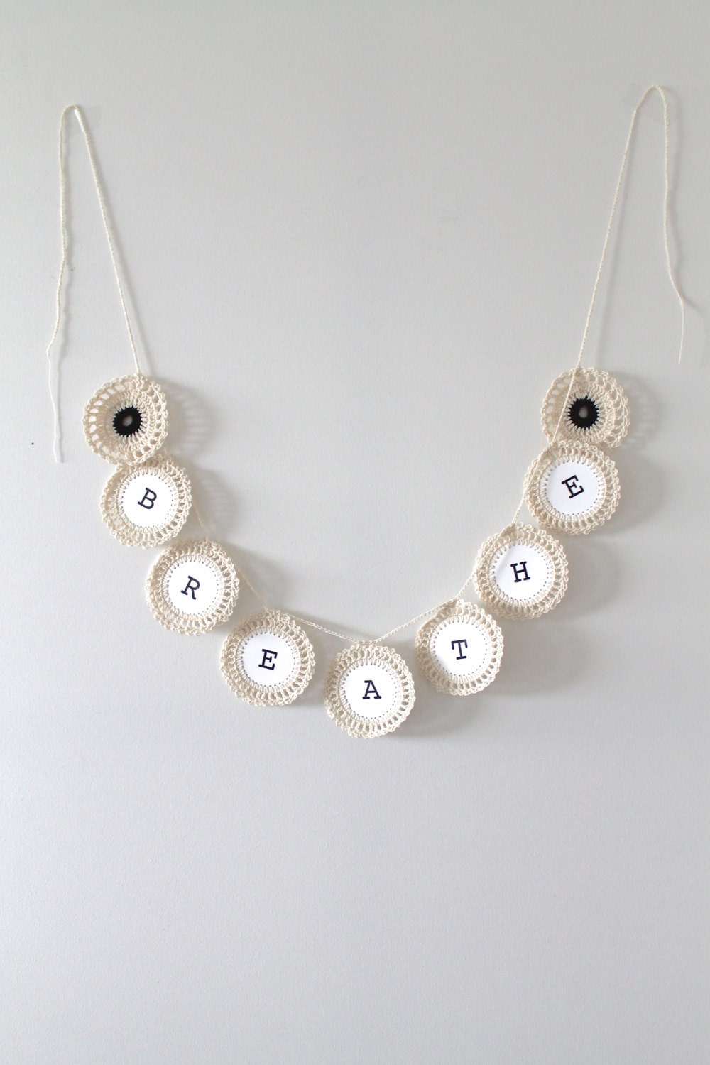 BREATHE Crochet Garland Banner Wall Hanging Shabby Chic Home Decorating
