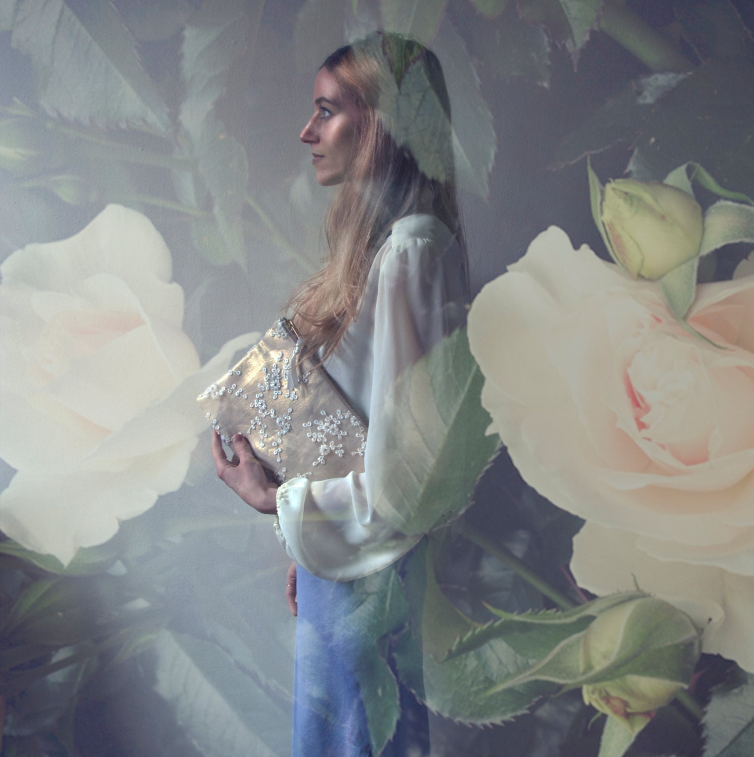 SPUN GOLD Lace Clutch. Floral Clutch. Metallic Clutch. Embroidered Clutch. Metallic Clutch. Gold Bridal Clutch