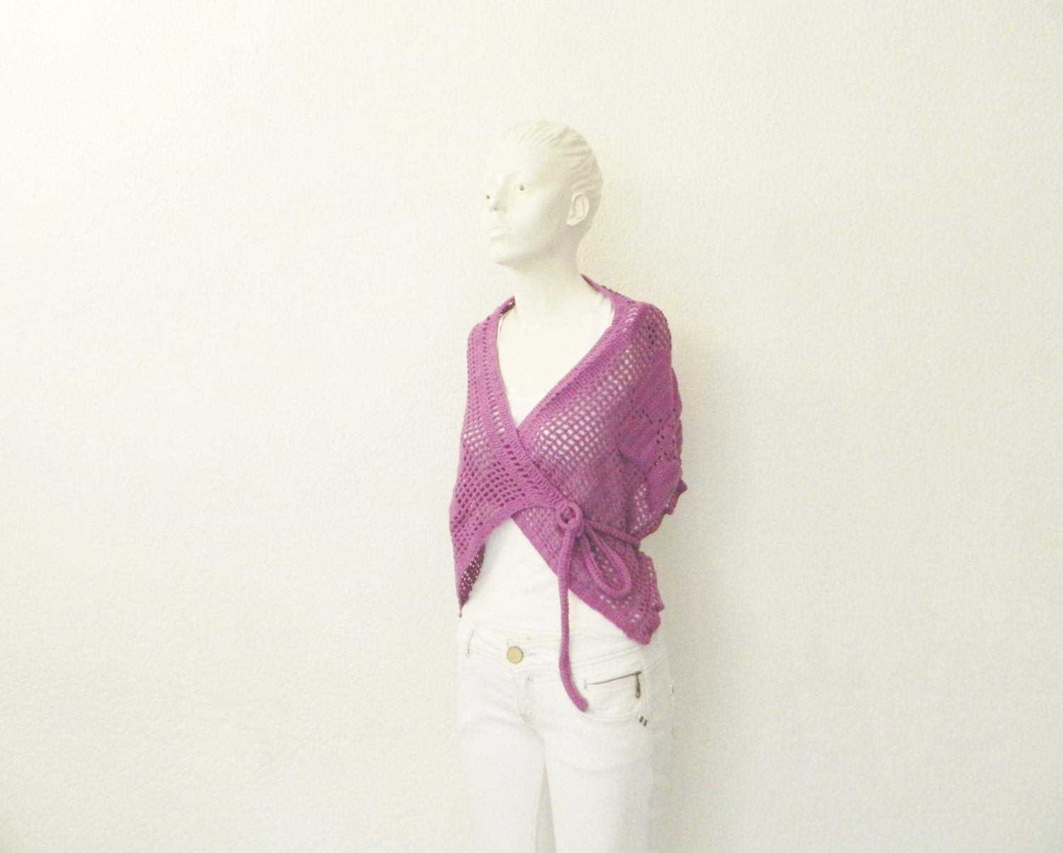 Pippi's Purple Crochet Multi-Purpose Pareo, Sarong, One Strap Top, Swim Cover-up, Wrap Skirt, Shoulder Wrap Floral, Summer, For Her