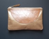 LAST ONE. CHAMPAGNE Gold Metallic Leather Wallet. Gold and  Peach Clutch. Metallic Clutch