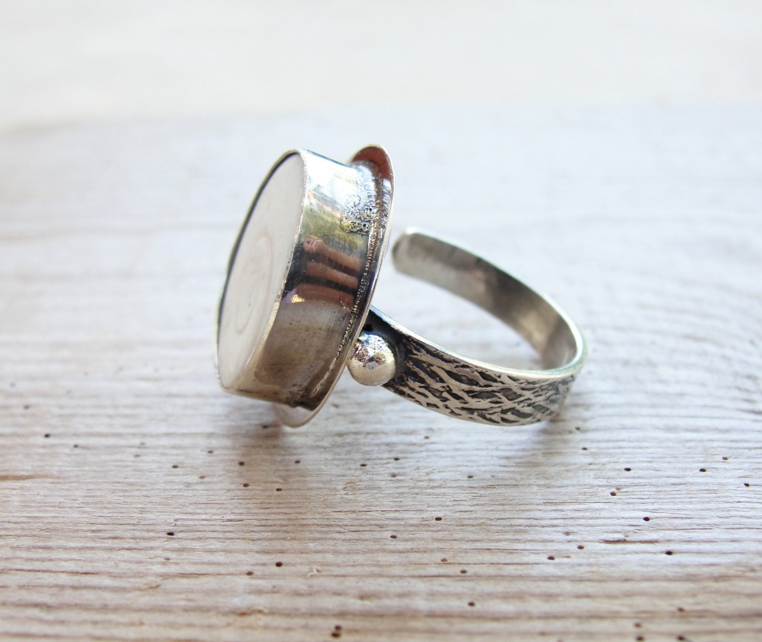 Sterling Silver Seashell Ring Eye of Shiva Shell