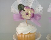 Pretty fan Cupcake Toppers in Lovely Lavender for Birthday Party Or Birthday Decoration Shabby Chic Il_170x135