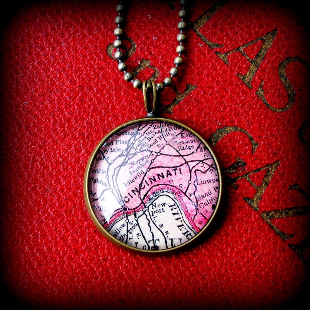 Cincinnati Map Necklace