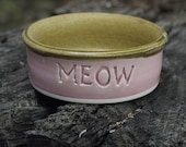Ready to ship Pet Dish Bowl MEOW Small Pink Tan