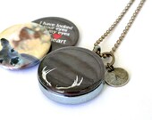 Antlers Silver Locket - Deer LOVE Necklace - Stamped Jewelry, Magnetic, Recycled by Polarity - Raceytay Collection