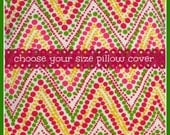 Pink and Green Waverly Trend Spotter Pillow Cover - Choose Your Size and Details - Square or Lumbar