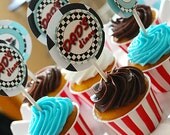 Set of 12 Retro 1950s Diner inspired Cupcake Toppers Il_170x135