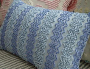 Chenille Pillow Vintage Bedspread Fabric French Blue Cottage Shabby Chic 11x16