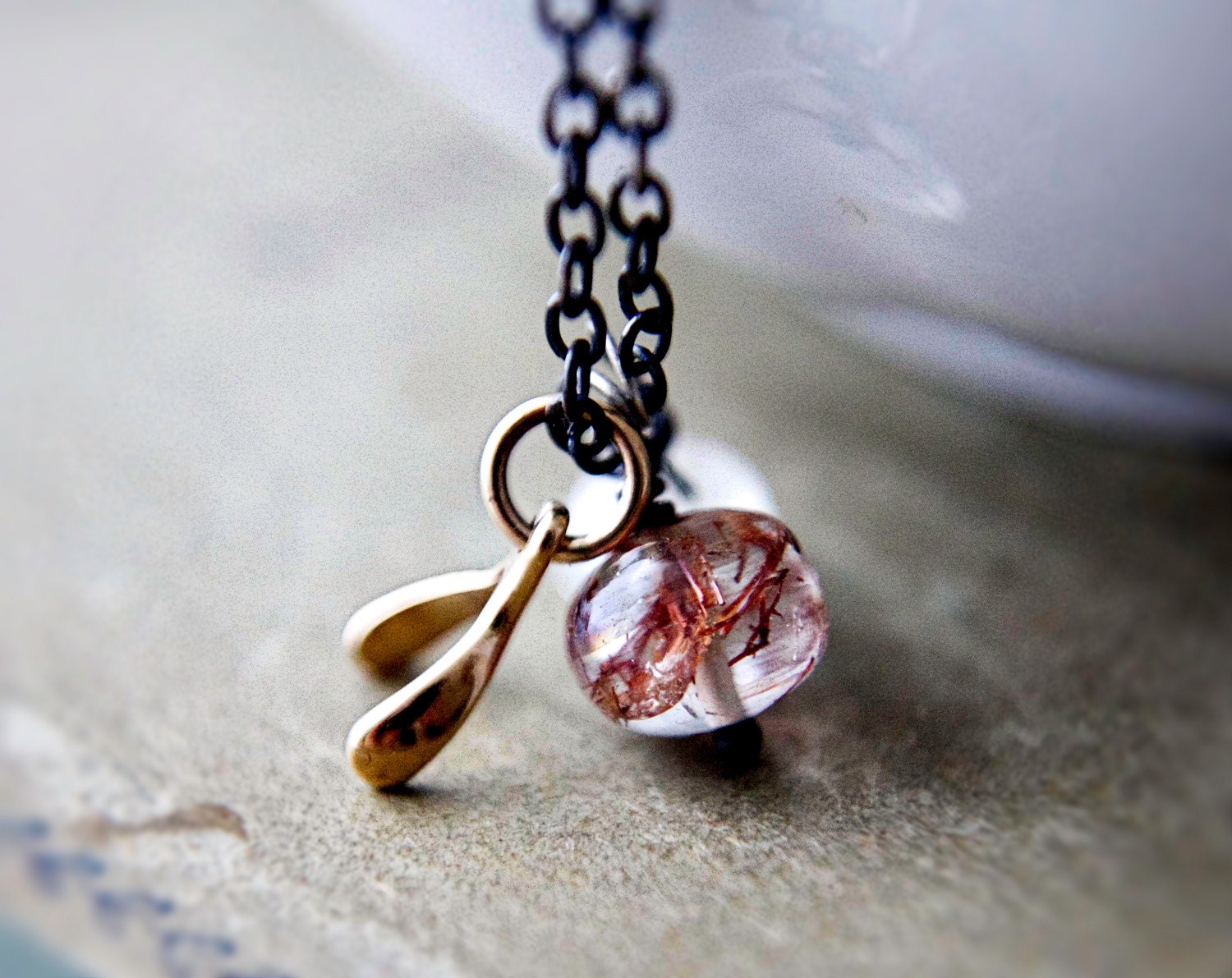 Lucky Day Necklace Garden Quartz Moonstone Golden Wishbone Luck Sterling Silver