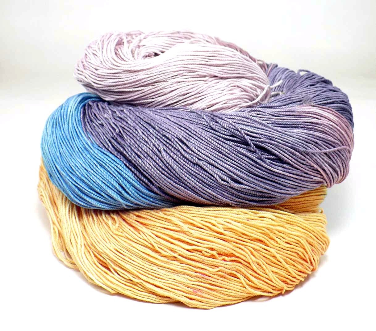 300 Yards Hand Dyed Cotton Crochet Thread Size 10 3 Ply Specialty Thread Orange Violet Blue Hand Painted Cotton Yarn