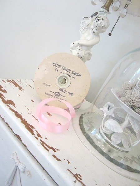 RESERVED - Vintage Ribbon - Yardage - Florist Supply - Pastel Pink - Bubble Gum Pink - White - Lacey White