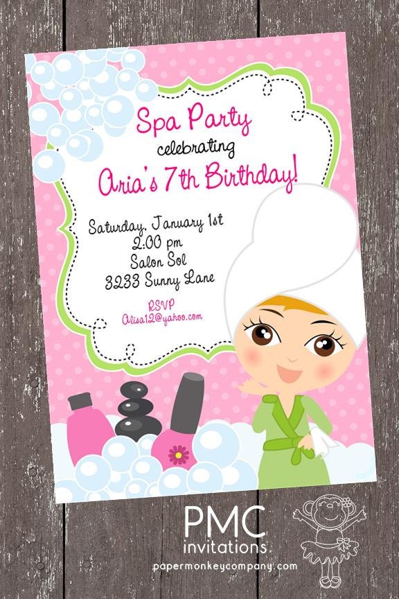 Manicure, Pedicure and Spa Party Birthday Invitations - 1.00 each with envelope Il_570xn