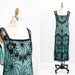 vintage 1920s dress / 20s dress / Sheer Black Sequin Tabard Flapper Dress with Mint Chiffon Lining