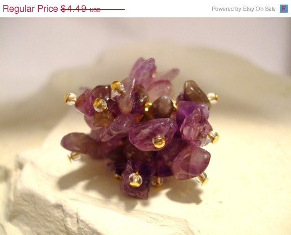 CIJ-JULY 4TH Sale Amazing Amethyst Purple and Gold Amethyst Nugget Cha Cha Ring-9-10.5