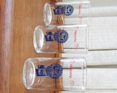 Vintage Beer Glasses Pabst Blue Ribbon Original Barware Red Blue Milwaukee Set of Three