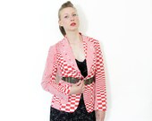 Vintage jacket / Comme des Garçons iconic red and white blazer / back camo cross / designer jacket / Rei Kawakubo