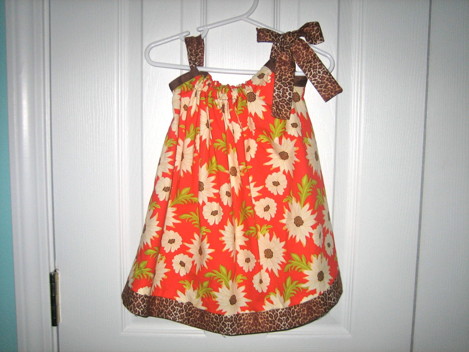 Animal print trimmed pillowcase dress size 6 months