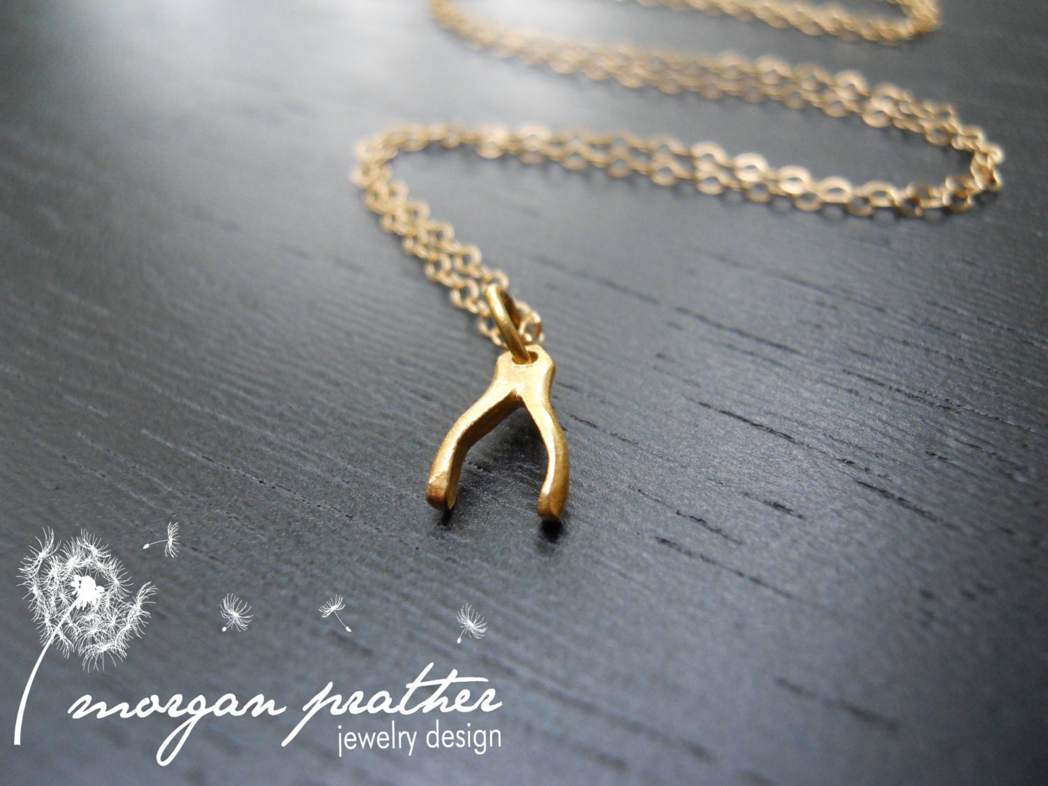 Wishbone Necklace in Gold - Gold Filled Fine Chain - Perfect Gift - Lucky Necklace - morganprather