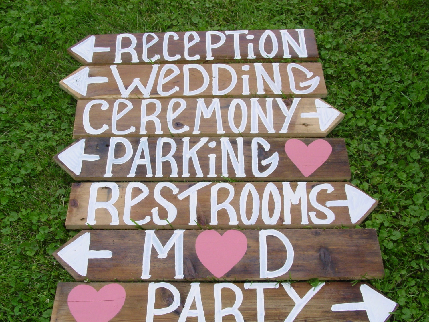 NAME YOUR SIGN rustic 7 Barn wood Wedding Signs w/ Stakes  directional country personalized signage guestbook favors