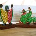 Two Small Carved African Figures Colorful Hand Painted Wood Cut-Out Men Folk Art Primitives Signed