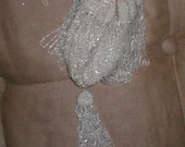Antique Vintage 1920's IVORY Color Beaded Fringe Flapper Purse