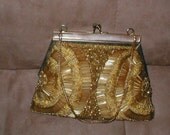 Vintage 1940s art-deco GOLD Beaded Evening Purse