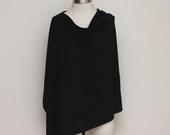 Summer Sale Black Eco Nursing Poncho Breastfeeding Nursing Cover Up Wrap Petite / Misses