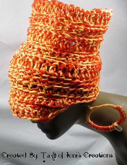 2 Oranges Straw Open Top Cap and Matching Earrings