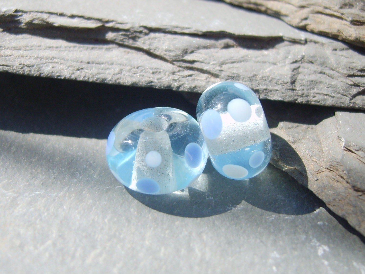 Sparkle Spotties ---  Earring Pair of Lampwork Beads by ChatElaine SRA