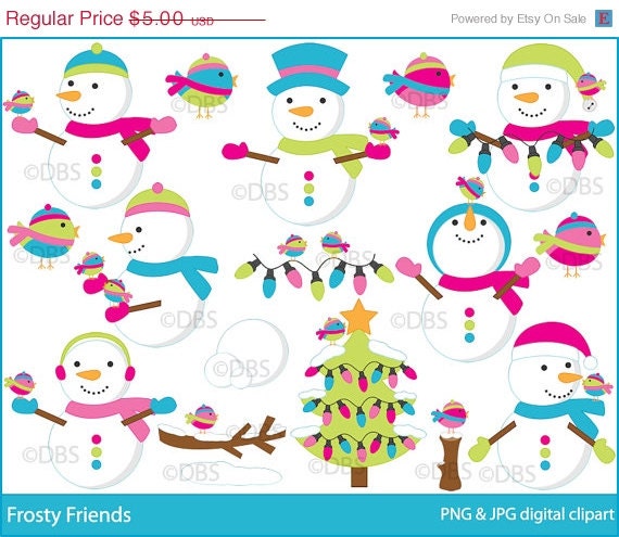 30% OFF christmas clipart snowman clip art  - Frosty Friends Digital Clipart
