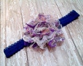 Purple Mesh and Lace Flower with FREE headband - baby headband, infant headband, toddler headband