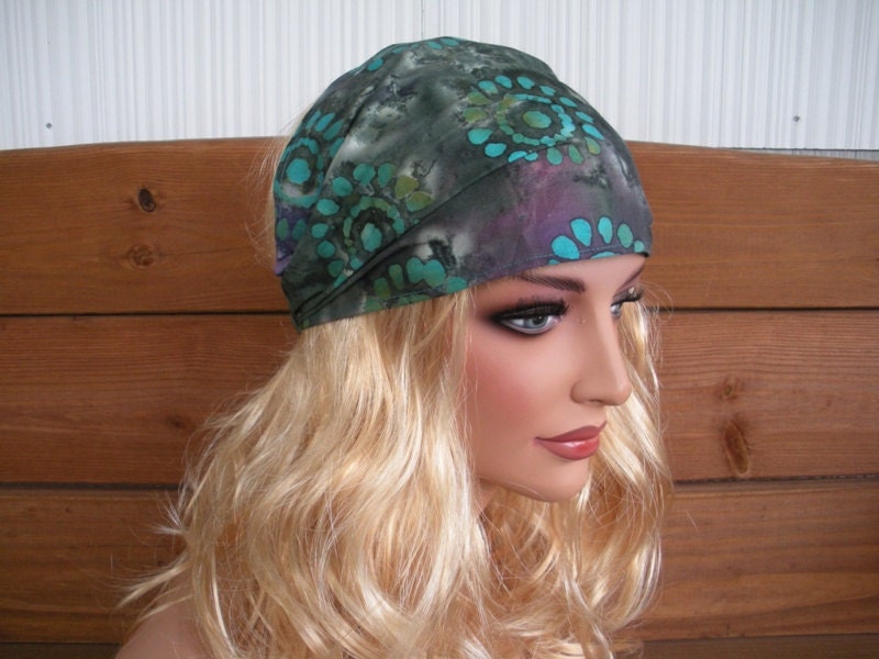 Womens Headband Faric  Headwrap Womens Fashion Accessories Hair Bandana in Charcoal gray with Medallion print