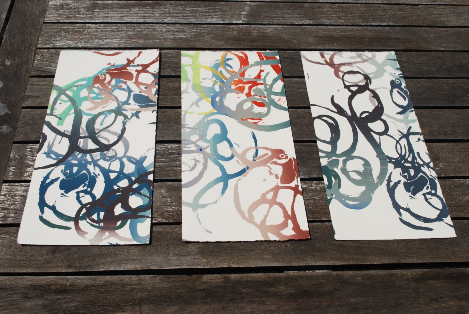 Silk Screen Swirls, Wall art, OOAK printmaking, Vibrant and Bold art