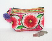 Tiny Coin Pouch Bag Purse Hill Tribe Fabric Vintage HMONG Hemp Handmade Thailand (BG290VS.380)