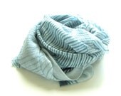 Teal Shibori Scarf - gauzy cotton summer scarf - Peacock
