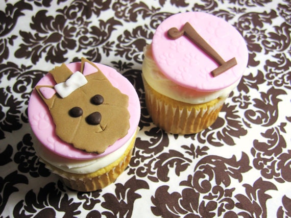 Doggie Birthday terrier Fondant Cupcake Toppers Il_170x135