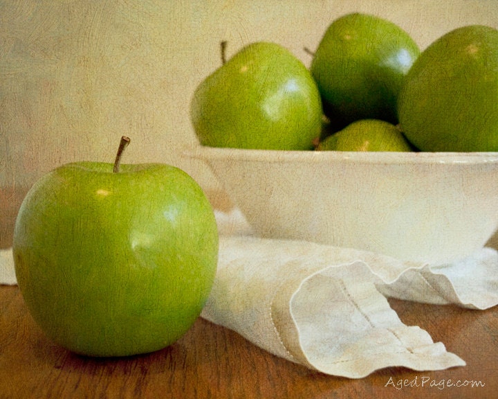 Photography Print, Wall Art, Kitchen Decor, Fruit, Apples, Minimalist, Rustic, Cottage Chic