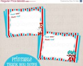 SALE Adorable Dr Seuss Cat in the Hat Inspired Printable Thank You Notes - Blank DIY Il_170x135