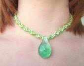 Spiral Knot Hemp Necklace Glass Pendant Abstract