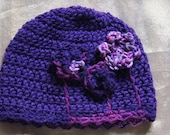 Baby Beanie with Flowers